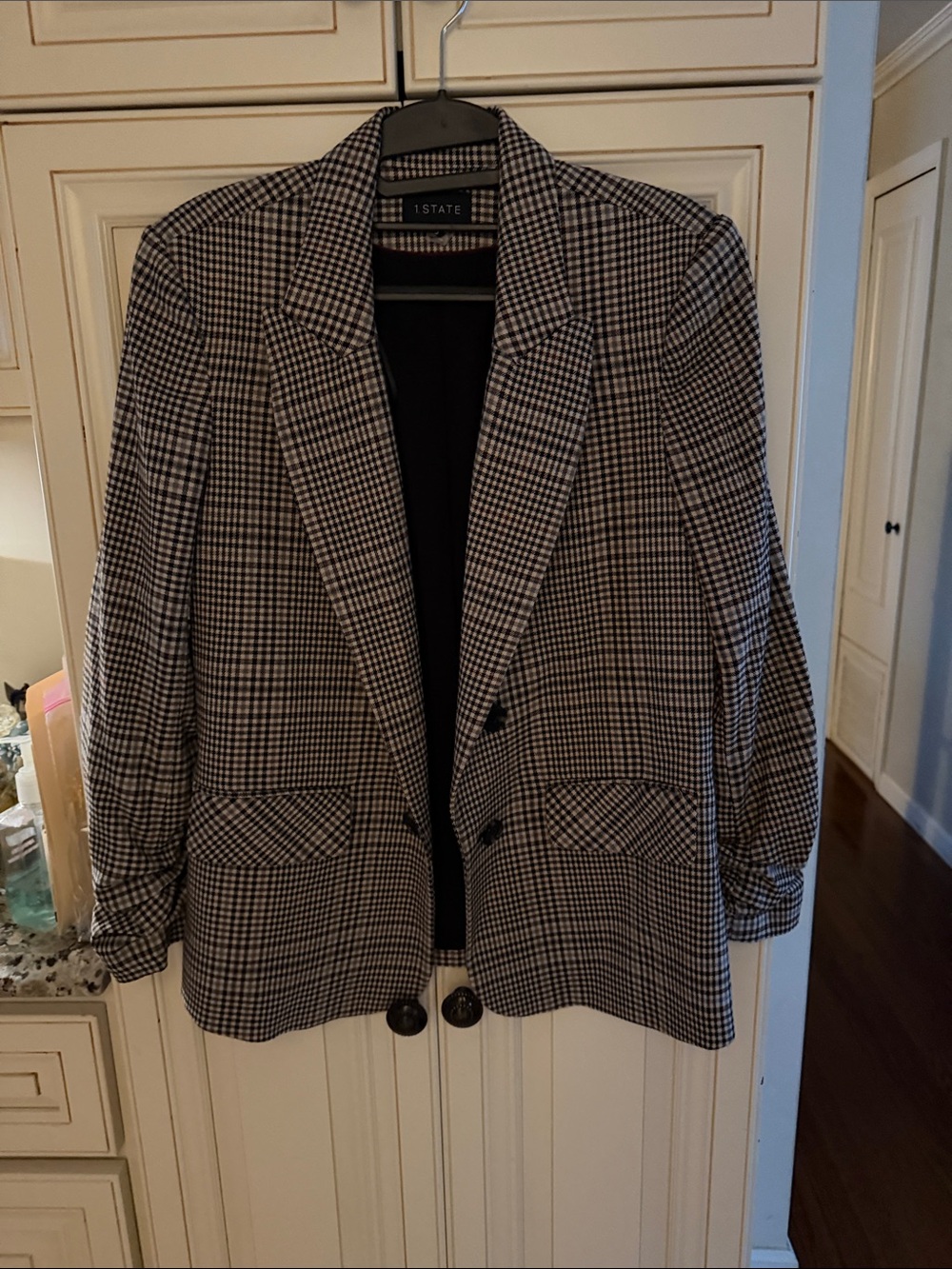 1.STATE brown and White Houndstooth Blazer size S